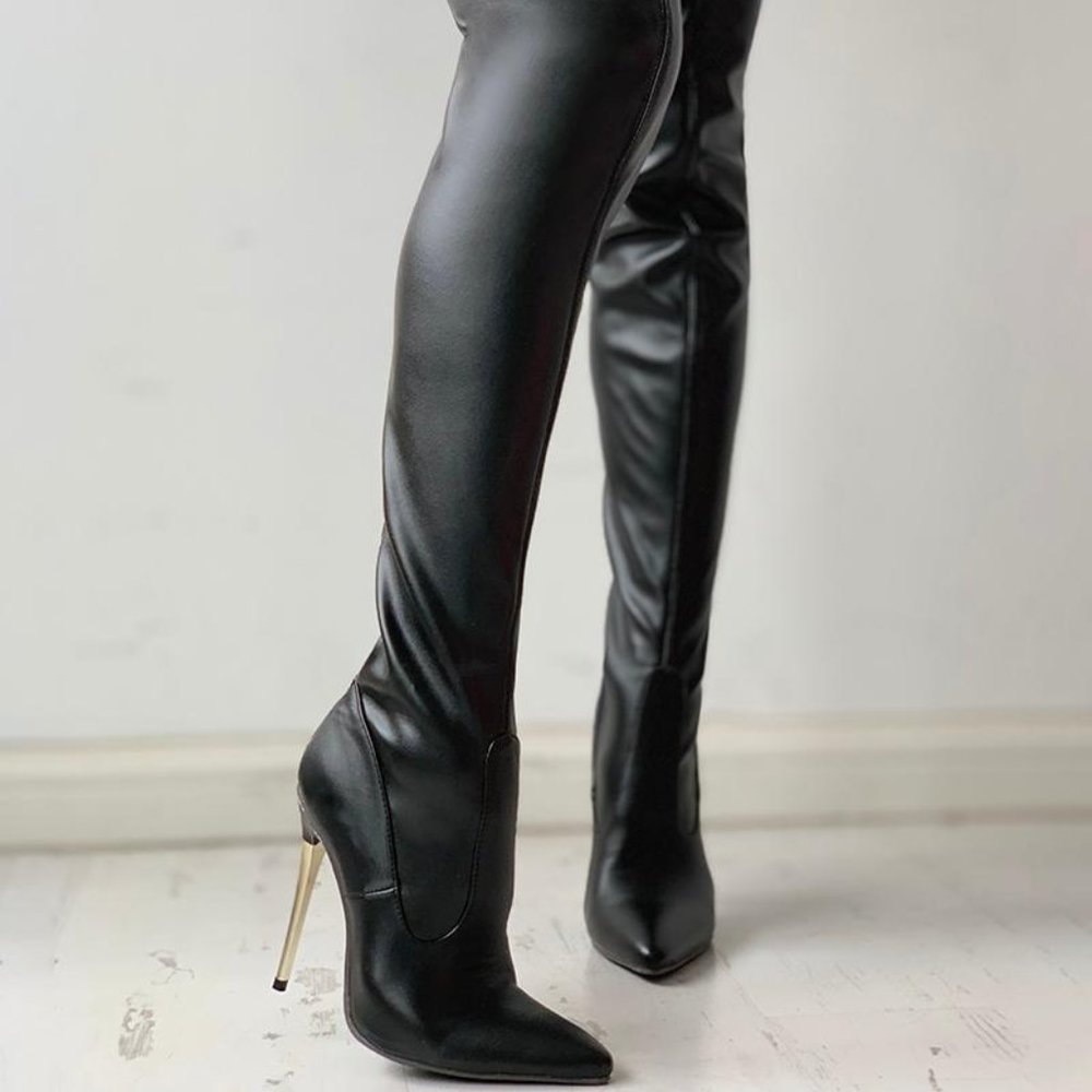 Zipper Knee-High Thin Heel Boots